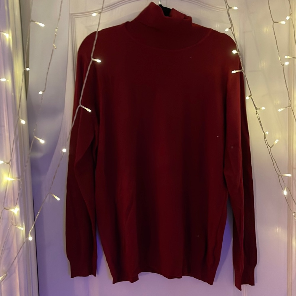 Red turtleneck